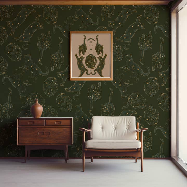 Black Moss Studio - Wholesale Art Print - Whimsigoth Celestial Cat Starry Night Art Print6