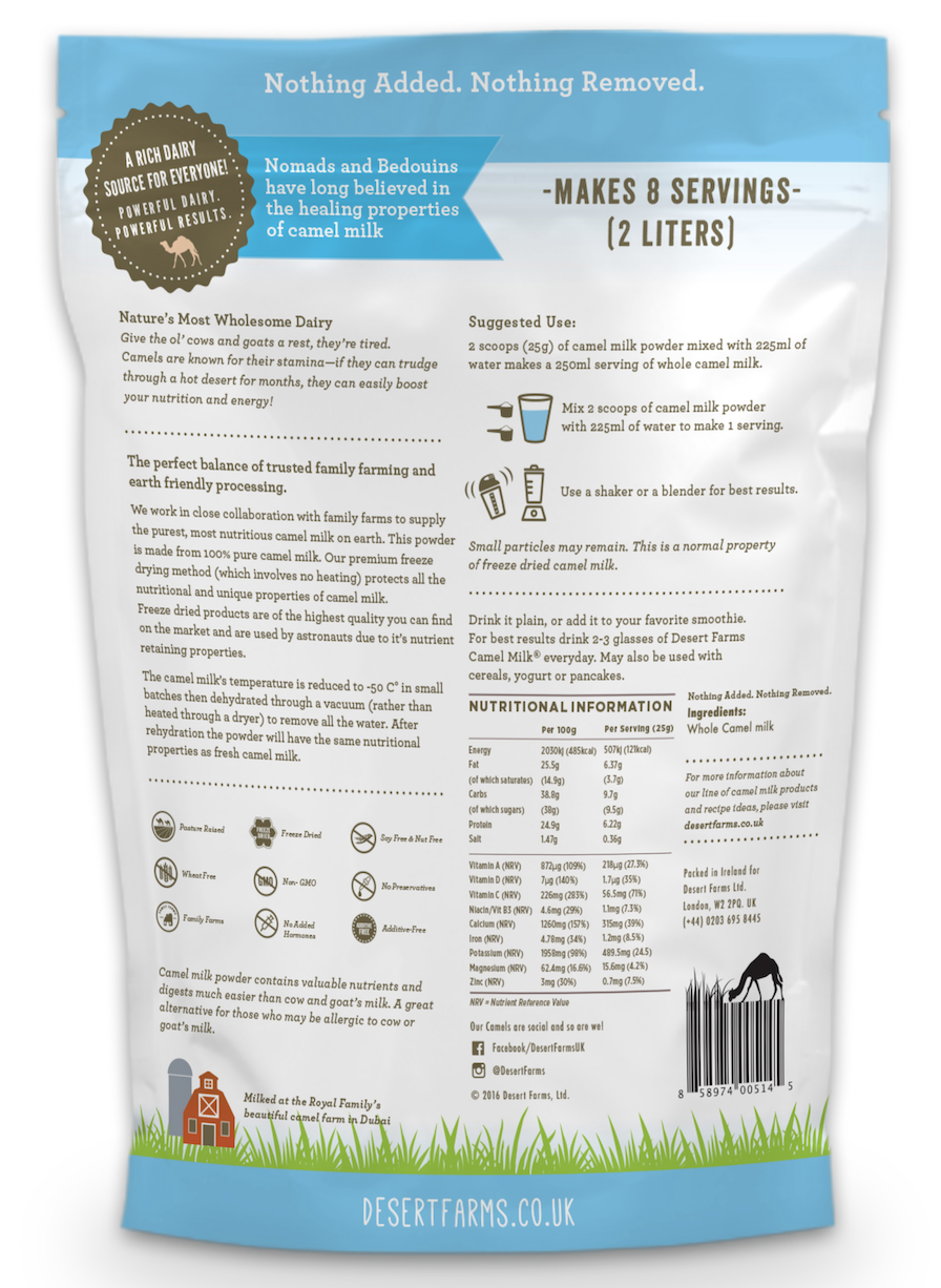 Desert Farms - Wholesale Powdered Health Drink - Camel Milk Powder1