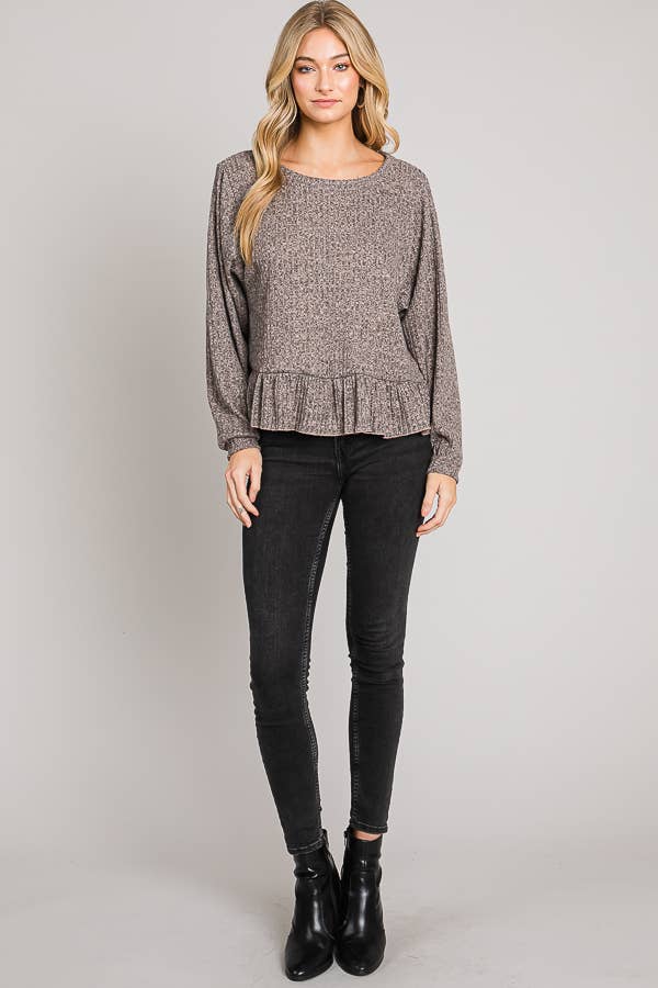 Cerule - Vendita all'ingrosso Top in maglia - Donna - Top a maniche lunghe con orlo increspato13