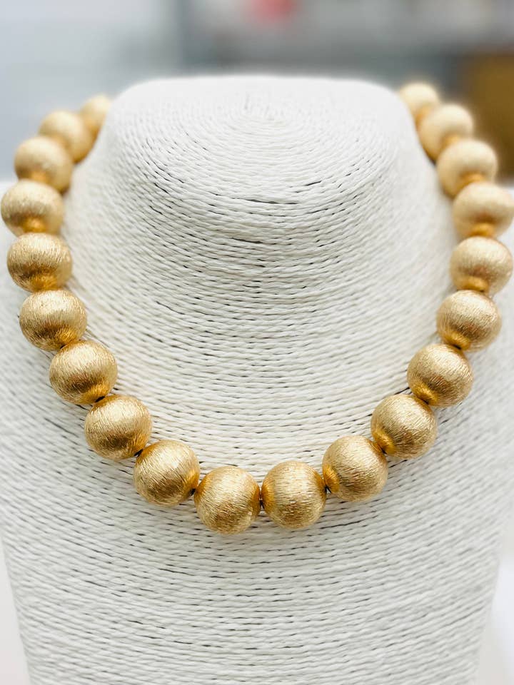 CHIC - BIG Ball Necklace (brushed gold) NK422 for wholesale by TWO FORTY TWO