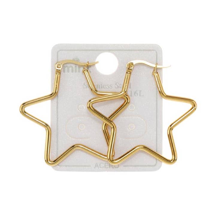 40MM Stainless Steel Star Hoops for wholesale by Atlas Fashion