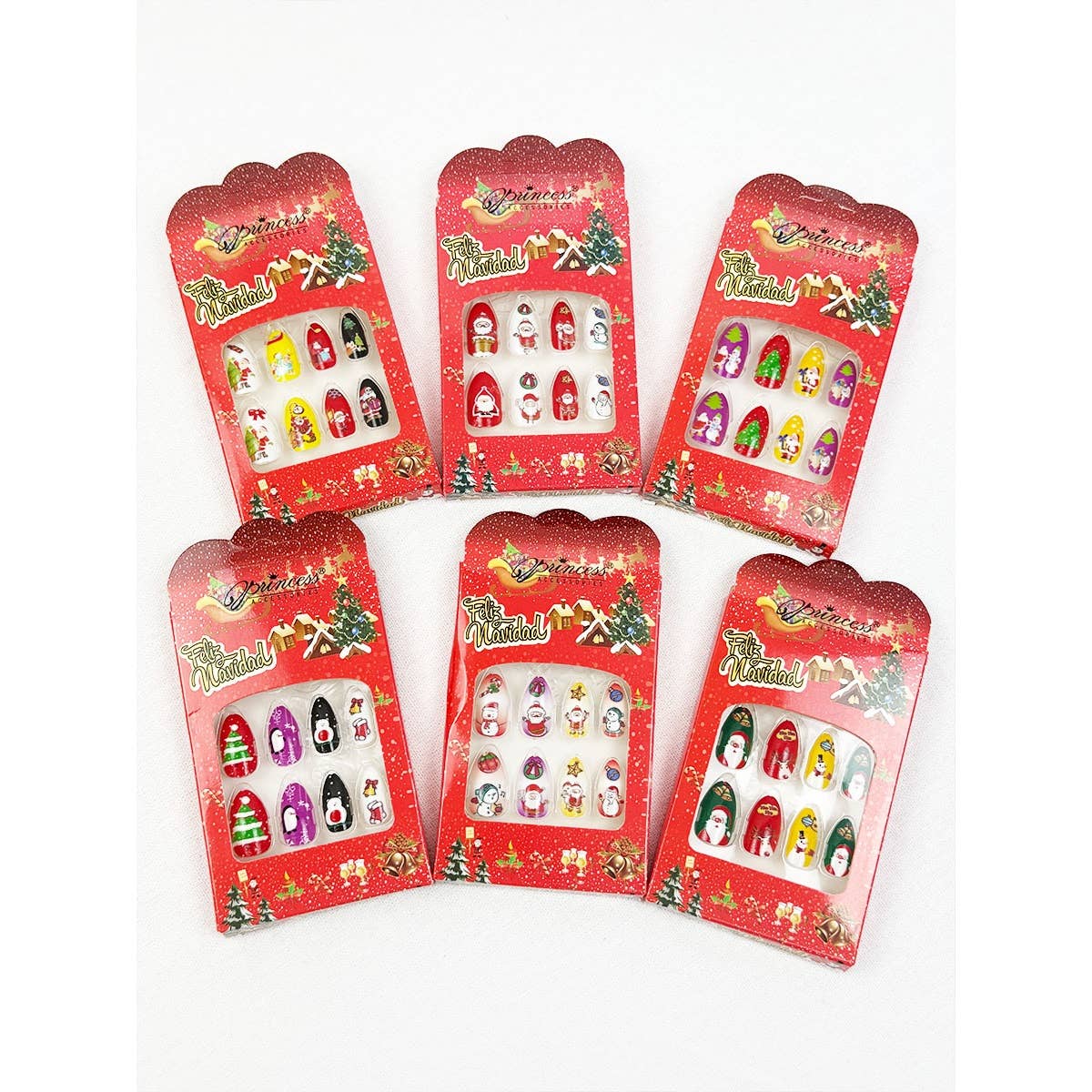 MIX COLOR Christmas Theme Fancy Press On  Nails Set for wholesale on Faire0