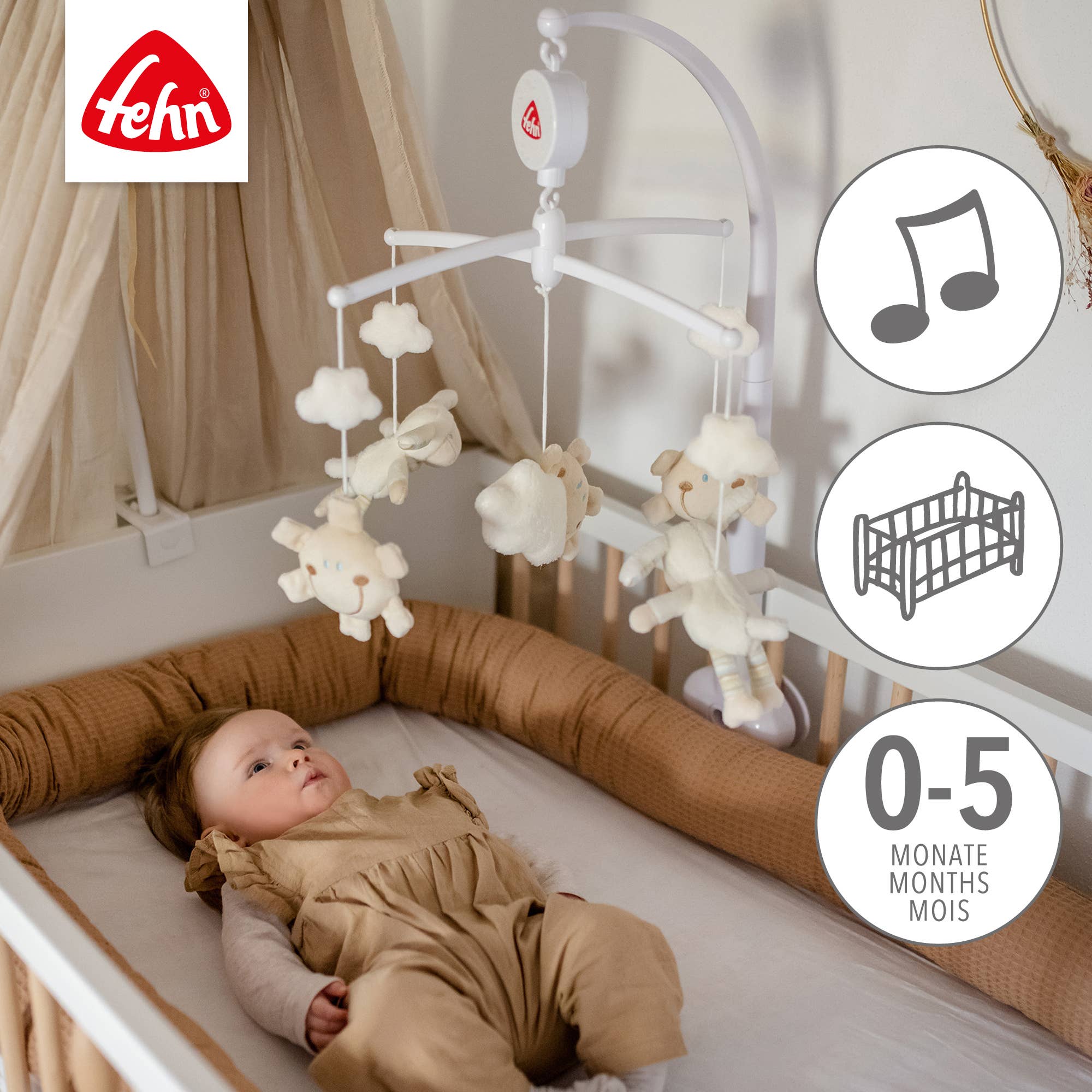 Fehn - Wholesale Baby Mobile - Sheep music mobile - wind-up mobile1