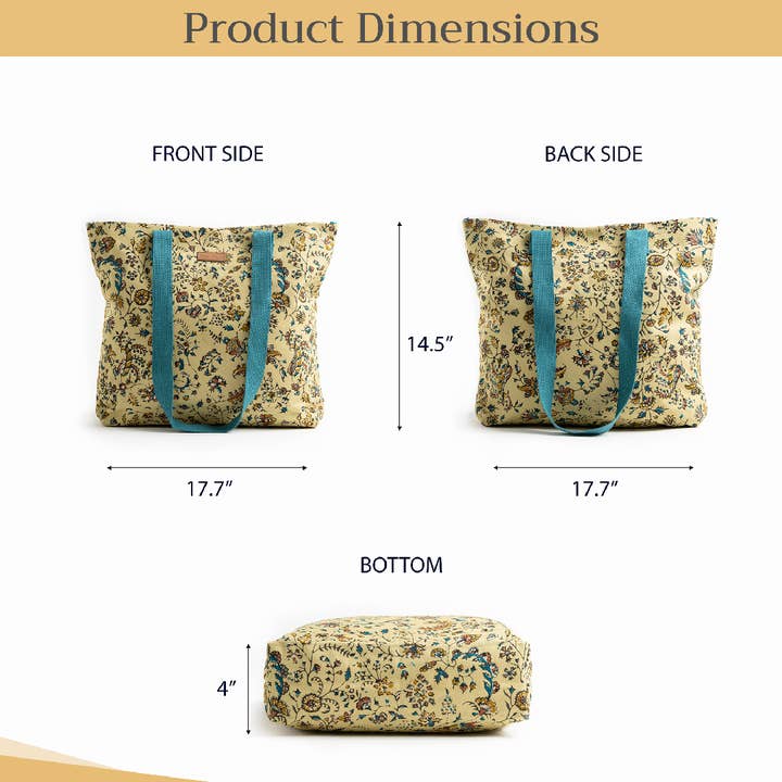 Maison d'Hermine - Design in Every Thread - Wholesale Tote Bag - Unisex - Canvas Tote Bag 100% Cotton Lakshmi - ISHA - 17.7" x 14.5"4