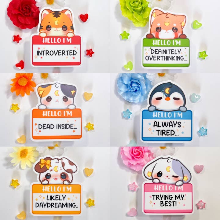 Autocollant Bonjour, je suis - Mochi & Friends pour la vente par MaeMunchiesCo