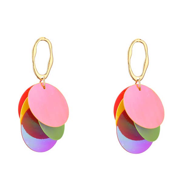 Nima Accessories Inc - Wholesale Dangle Earrings - Ladies Dangling Fashion Sequined Disk Earrings