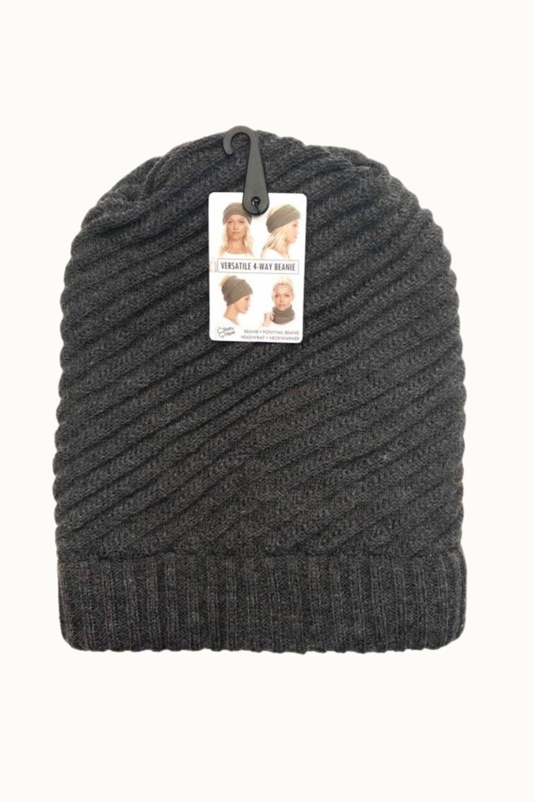 Olive & Pique - Venta al por mayor Gorro de lana - Mujer - Gorro versátil, capucha para el cuello, vendaje para la cabeza y cola de caballo, todo en uno4