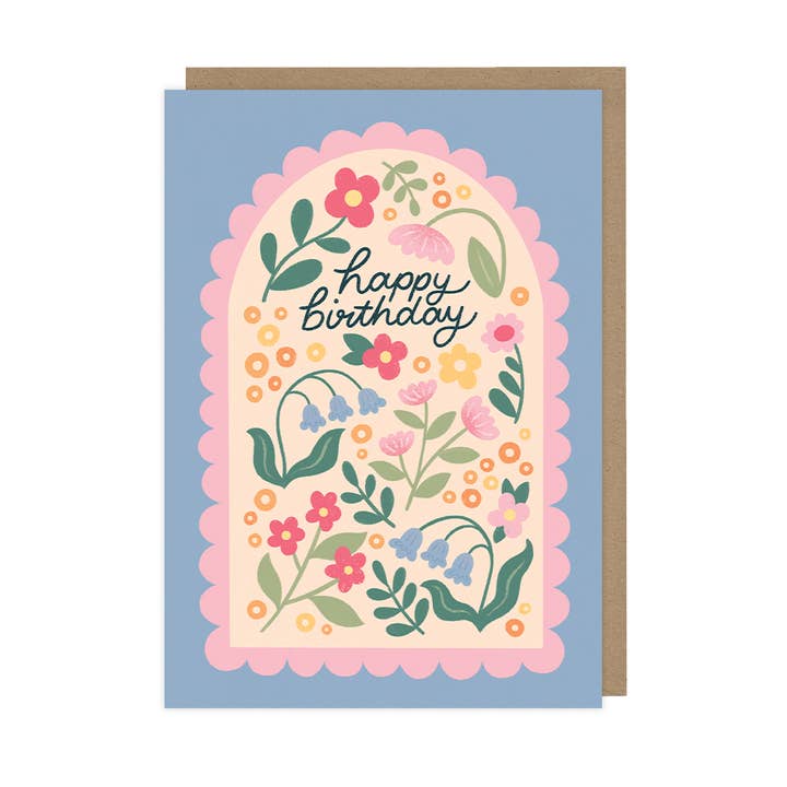 Floral Spring Birthday Card, Unique Whimsical Birthday Card for wholesale by Hopscotch Paper Co.