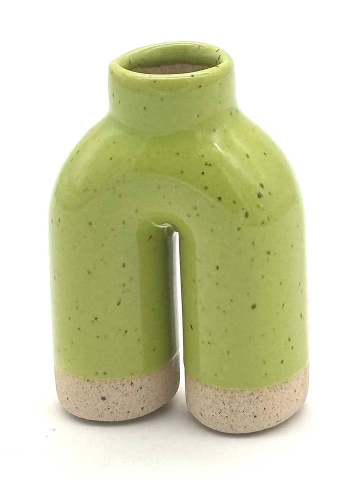 Split Bud Vase in Lime for wholesale by KEENE POTTERY