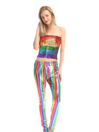 KBW Global Corp. - Wholesale Fashion Leggings - Women's - Rainbow Metallic Leggings — Large/Extra Large0