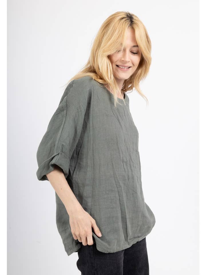 la maison des fibres naturelles - Wholesale Tunic - Women's - Round neck linen t-shirt 83446 100% linen8