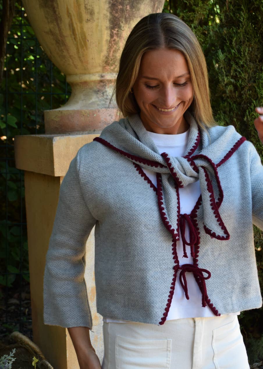 MindTraveler - Wholesale Bandana - Women's - Gray and Burgundy Knit Bandana