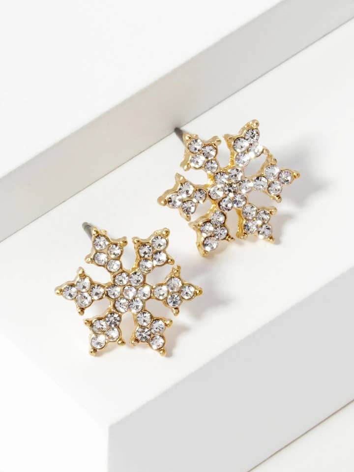 Crystal Pave 19mm Snowflake Stud Earrings for wholesale by Wild Honey