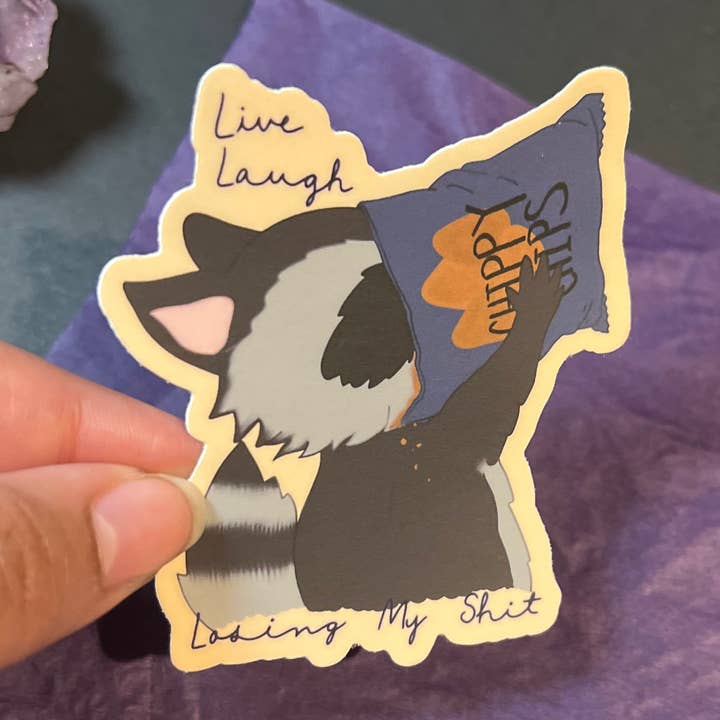 Live Laugh Losing My Shit, adesivo opaco a tema procione per la vendita all'ingrosso da parte di ChaoticPossumDesigns