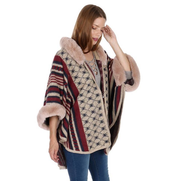 Soft Fur Fashion Poncho for wholesale by Funteze