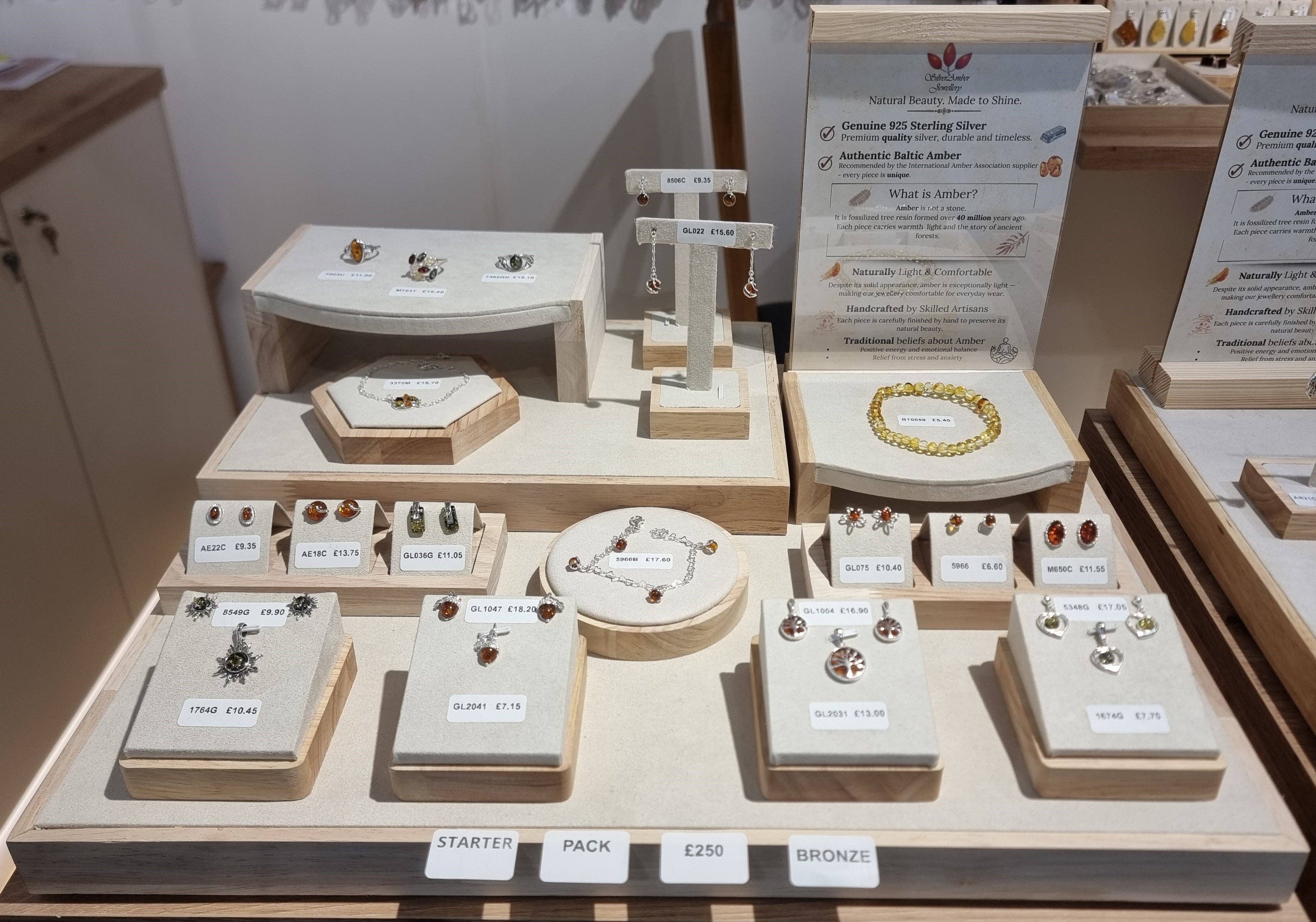 SilverAmber Jewellery - Wholesale Jewelry Set - 925 Sterling Silver & Genuine Baltic Amber Jewellery Starter Pack - SP10