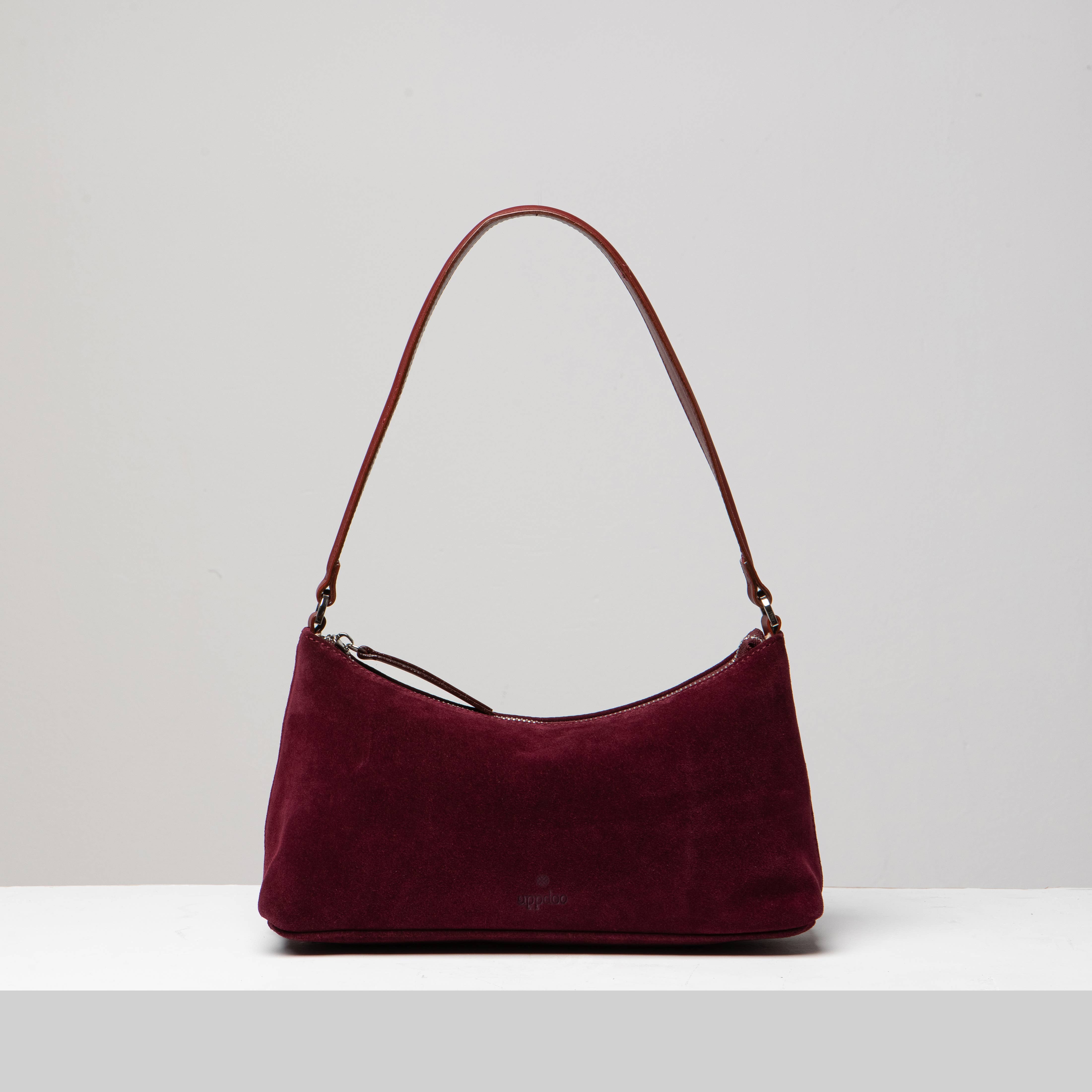 UPPDOO - Wholesale Shoulder bag – women's - Crescent Suede Shoulder Bag - Bordeaux