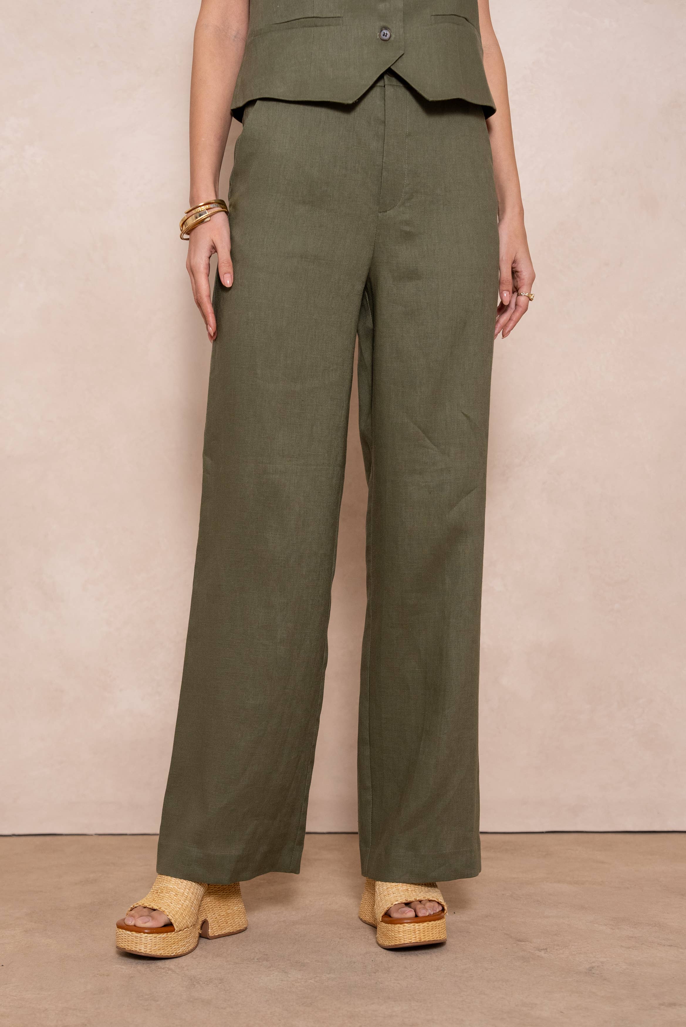 Attentif Paris - Wholesale Pants - Women's - [Linen] Plain straight trousers in premium quality linen29