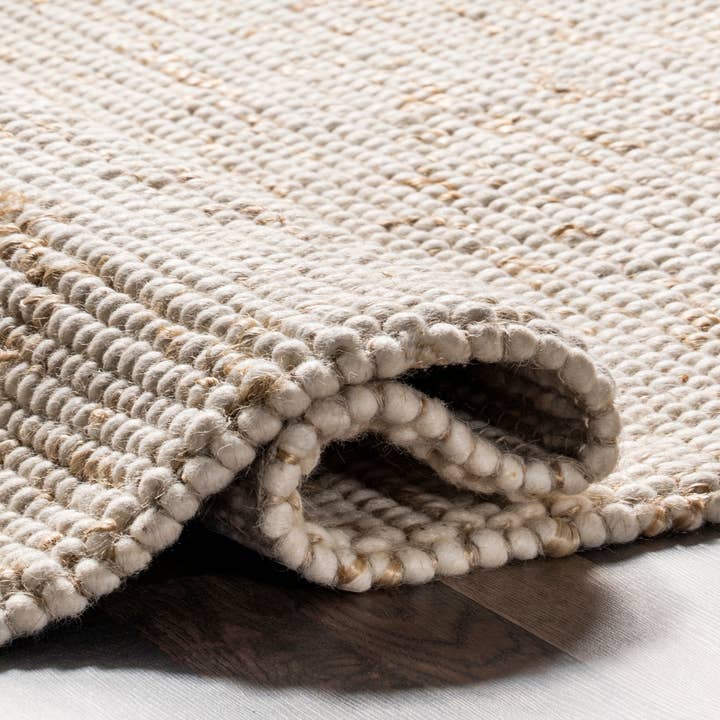 Ivory Deeanna Casual Textured Wool Area Rug for wholesale on Faire2