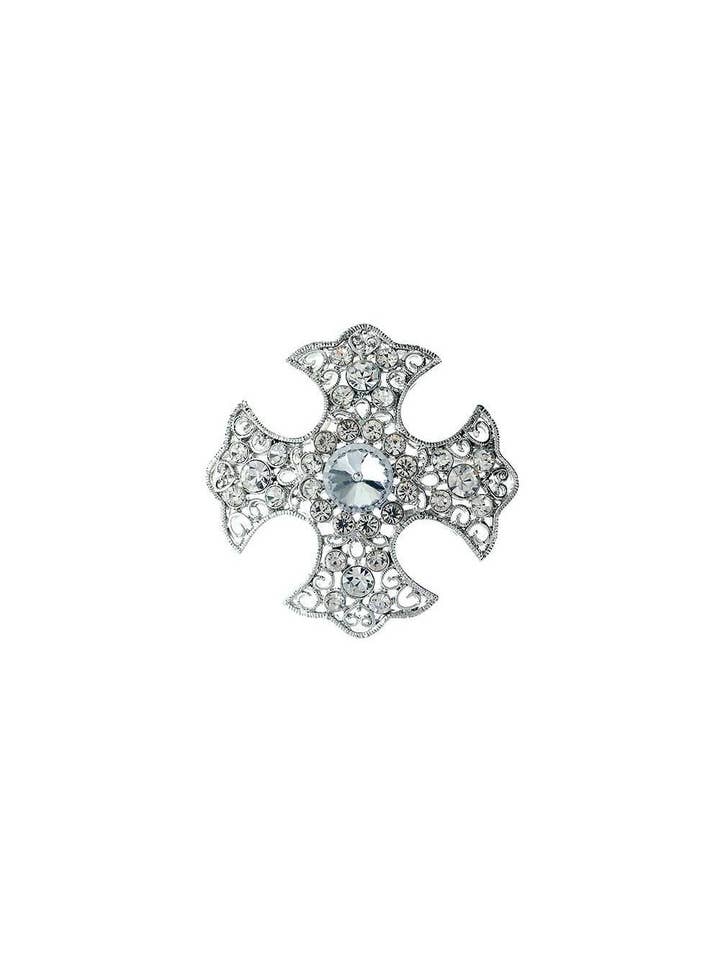 Broche Elegância Cruz de Cristal por atacado de Oceanic Jewellers - Majique London
