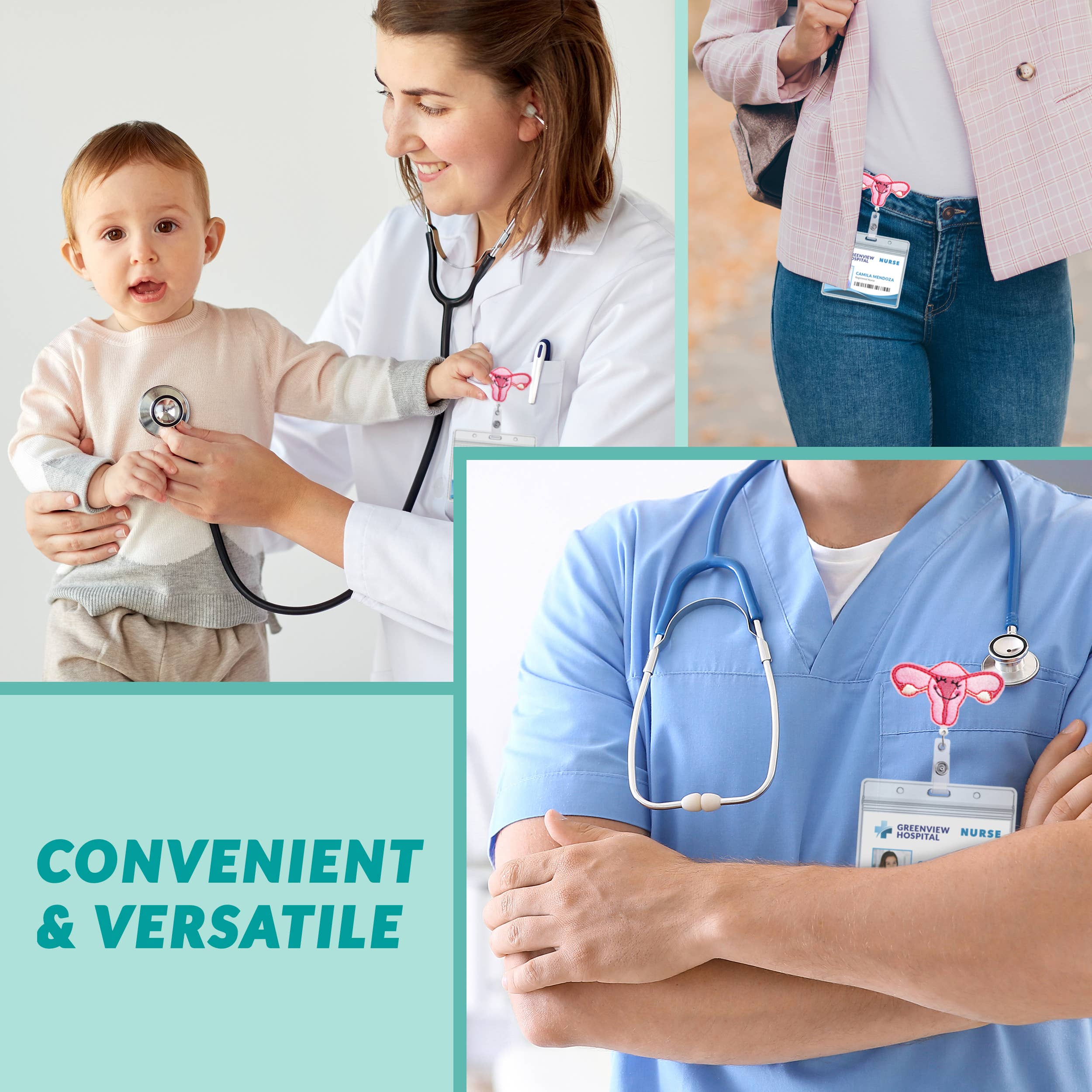 Nurseology – wholesale Kortaccessoar - Dam – Uterus | Sjuksköterska Badge Reel Holder5