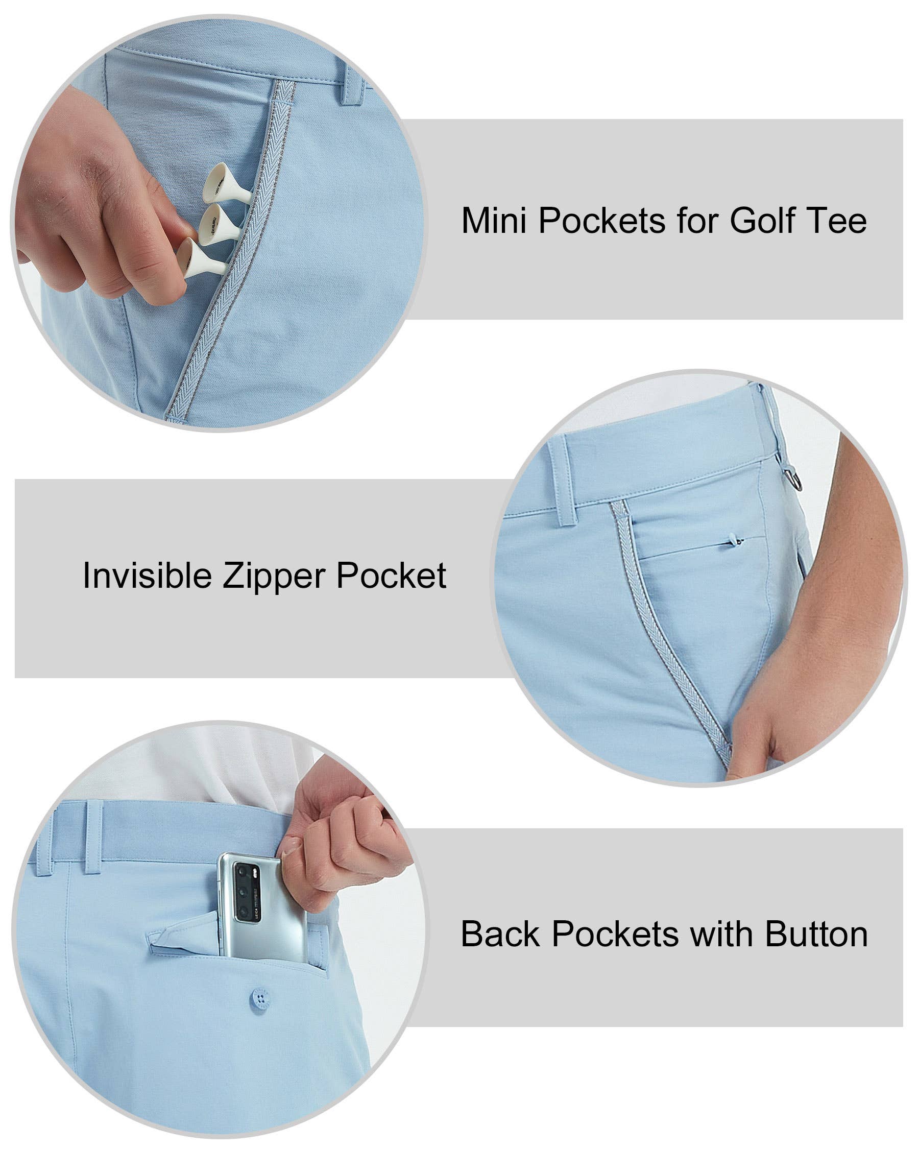 Qing Dao Lai Si Ma Te Fang Zhi You Xian Gong Si - Vente Short de sport – homme - Short de golf stretch pour hommes avec poches, taille élastique12