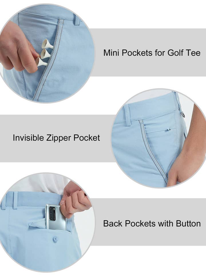 Qing Dao Lai Si Ma Te Fang Zhi You Xian Gong Si - Vente Short de sport – homme - Short de golf stretch pour hommes avec poches, taille élastique12