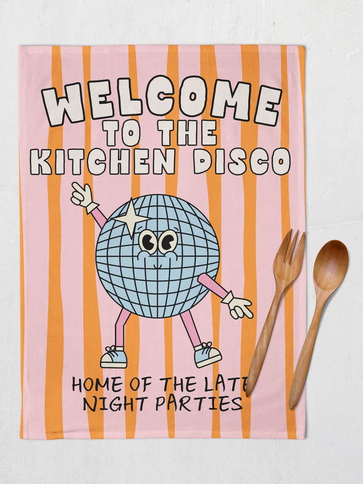 Welkom bij de Keuken Disco | Theedoek voor wholesale door Wisdom and Wonder Designs