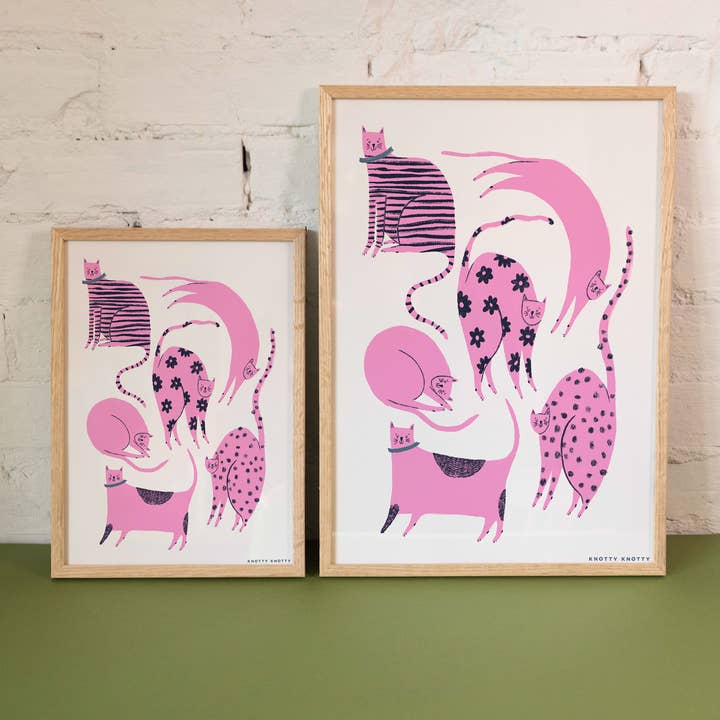Knotty Knotty - Wholesale Art Print - Cool Cats Pink - Art Print2