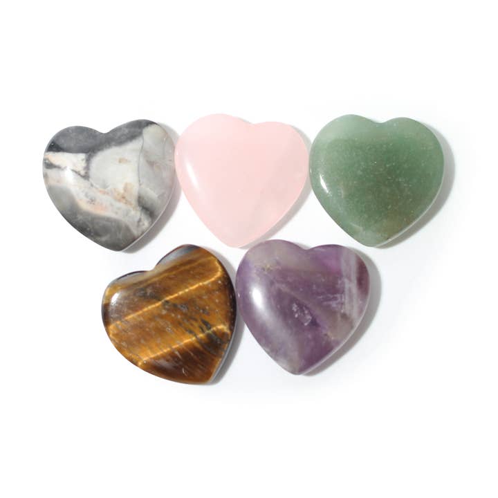 Stonebridge Imports - Wholesale Spiritual Stone/Crystal - Tiny Heart 5 Pack - Assorted (Enhanced)0