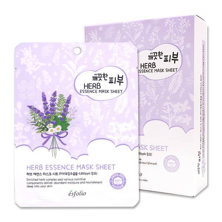 Esfolio ESMPPUHE Herb Essence Facial Mask Sheet - 10pcs and other Purchase Wholesale boîte à meuh. Free Returns & Net 60 Terms on Faire trending on Faire.
