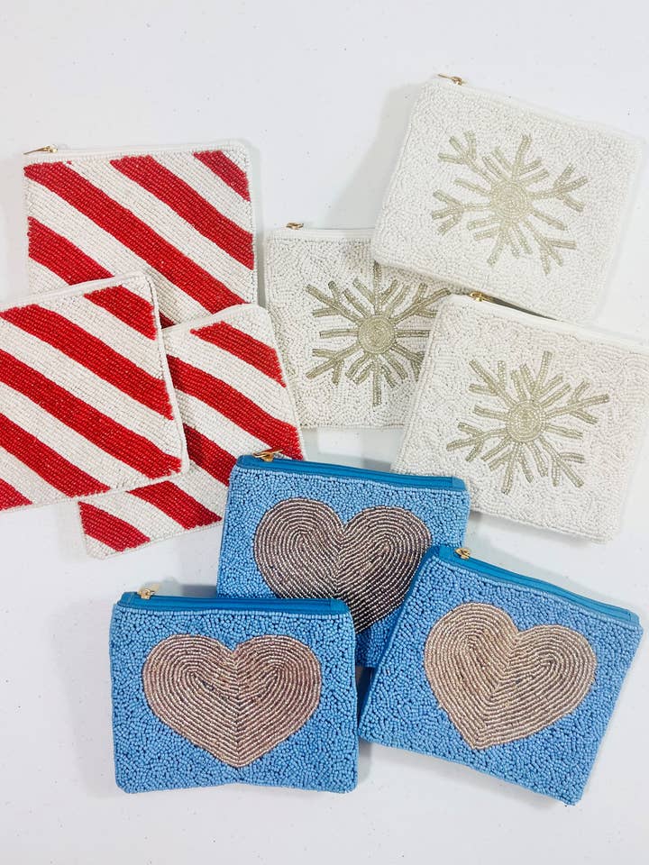 Holiday Beaded Coin Pouch,Seed Bead Coin Purse,Zipper Pouch for wholesale by MKay Style