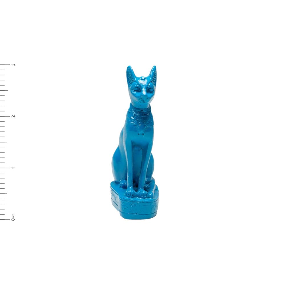 Discoveries, Inc. - Wholesale Decorative Figurine - Bastet Cat Statue Blue - Small 3" - Egyptian Goddess1