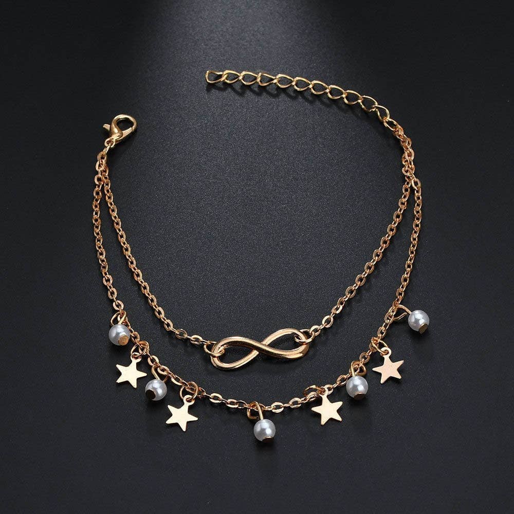 Perimade & Co. LLC - Wholesale Anklet - Star Mobius Layered Ankle Bracelet Anklet in Solid Copper5