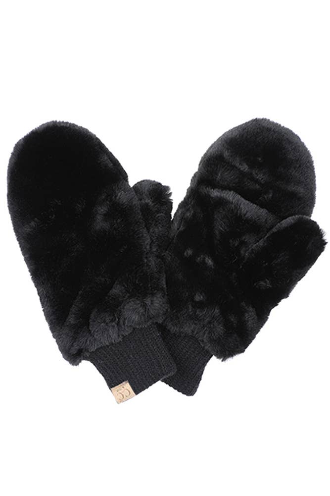 Hana - Vente Gants – enfant - Gants convertibles en fausse fourrure C.C pour enfants0