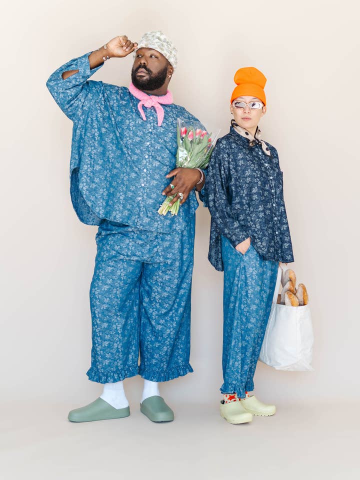 Nettle Studios - Wholesale Button Down Shirt - Unisex - Size Inclusive Plus Size Unisex Floral Chambray Button Up8