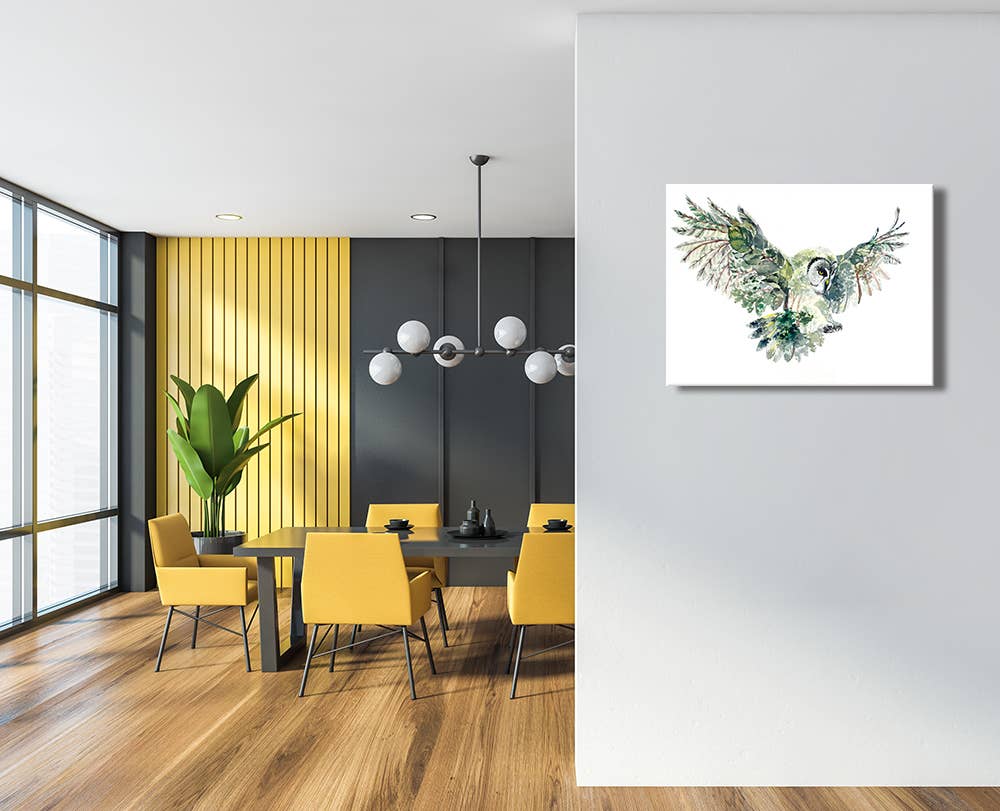 TopCanvas - Venta al por mayor Ilustración - Lona de doble exposición de búho volador con árboles y hojas7