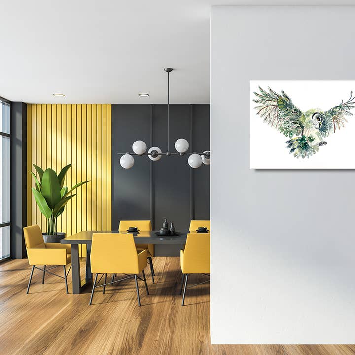TopCanvas – wholesale Art print – Flying Owl With Trees And Leaves Double Exposure Canvas7