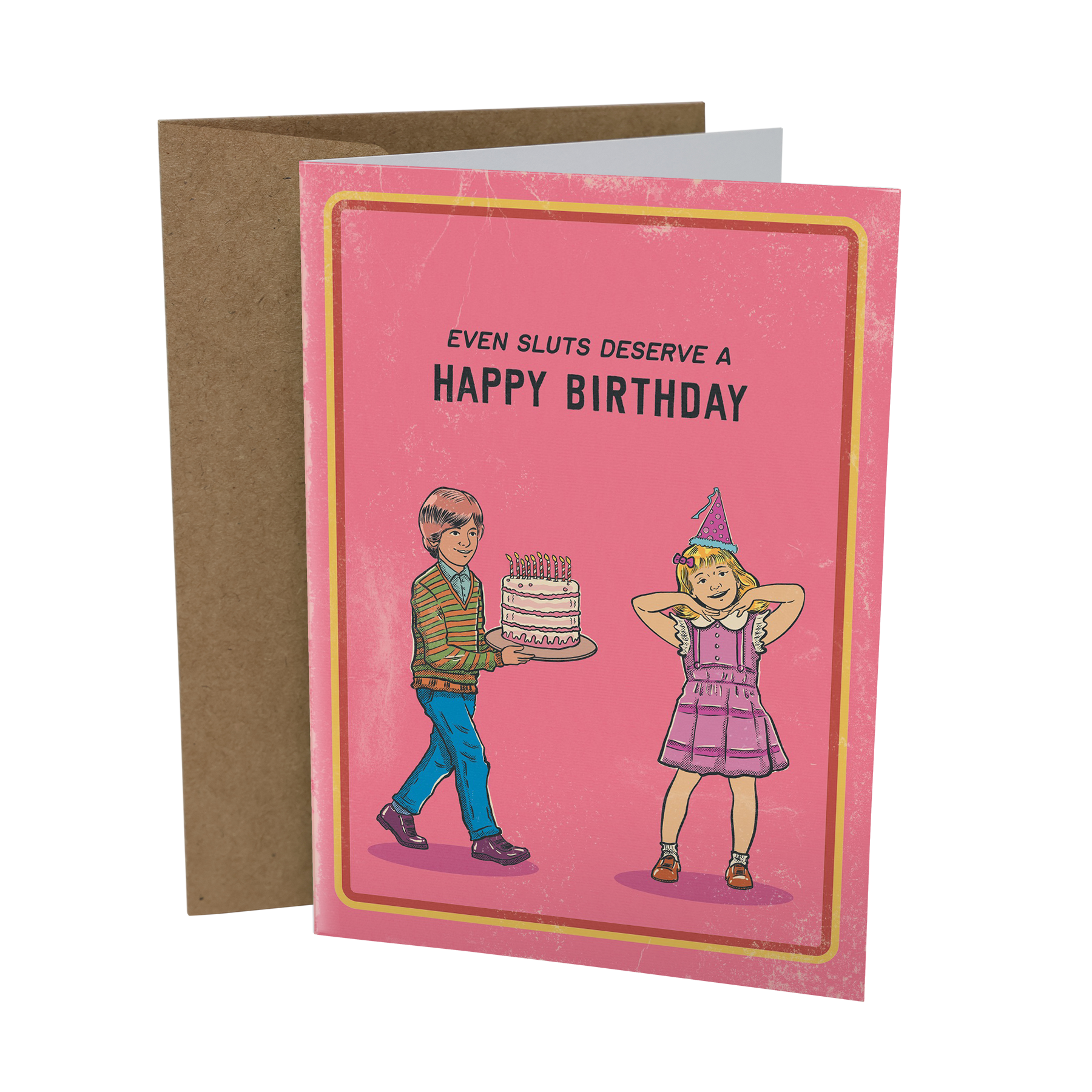 Sleazy Greetings - Wholesale Birthday Card - Even Sluts Deserve A Happy Birthday - 70's Vintage1