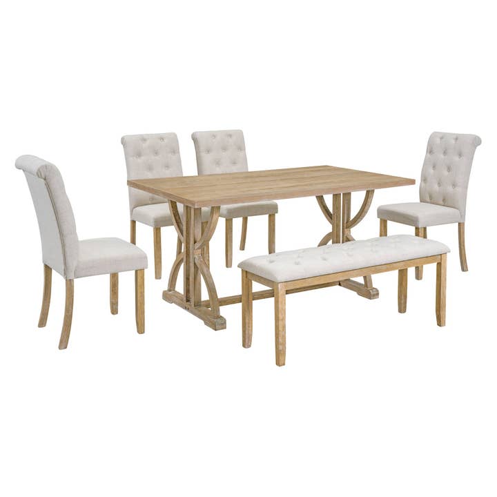 39F Inc. - Wholesale Patio Set - TREXM 6pc Retro Dining Set - Table, 4 Chairs + Bench 8
