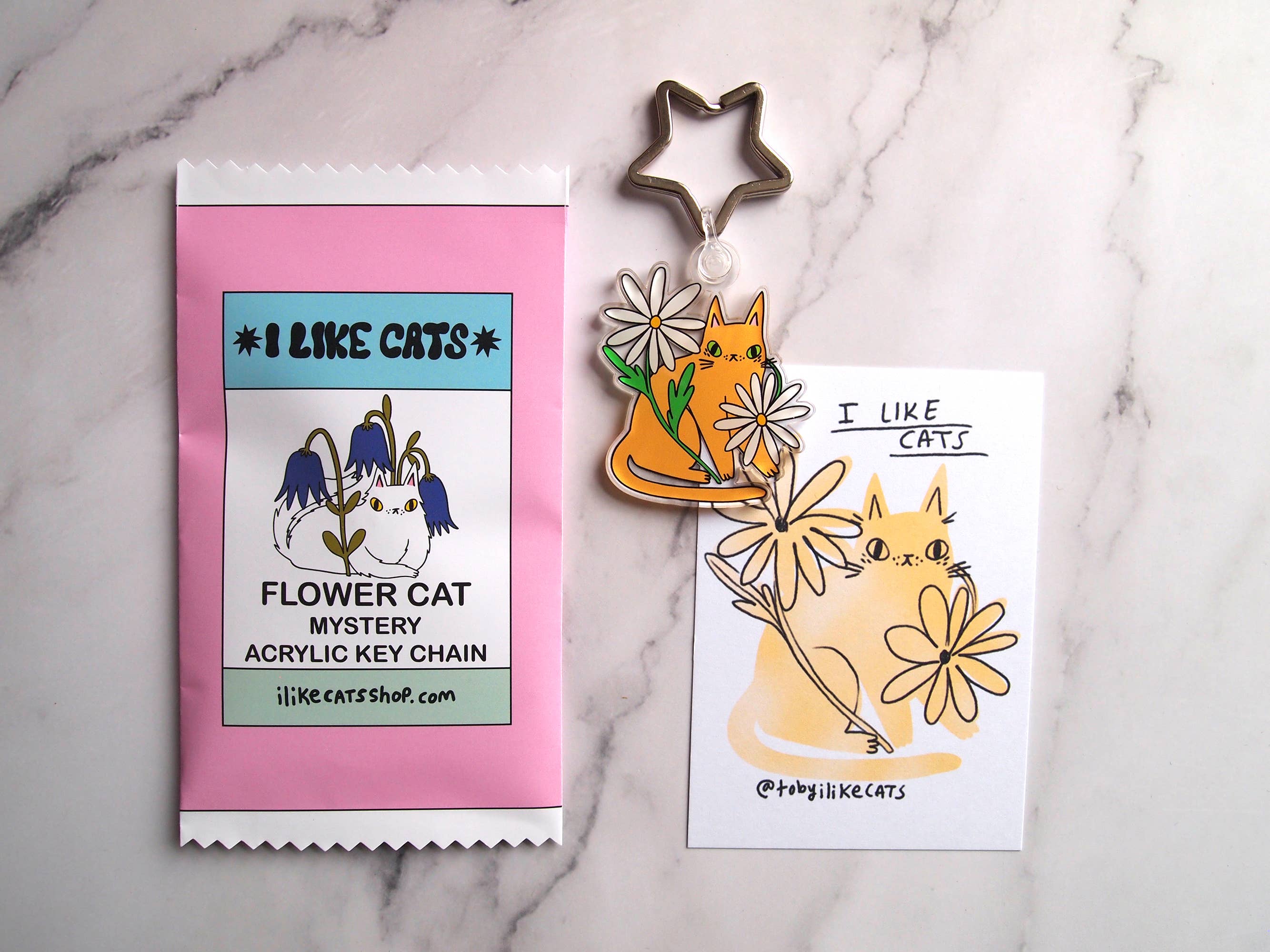 I LIKE CATS – wholesale Keychain – Women's – Cats and flowers acrylic keychain blind bag, mystery bags8