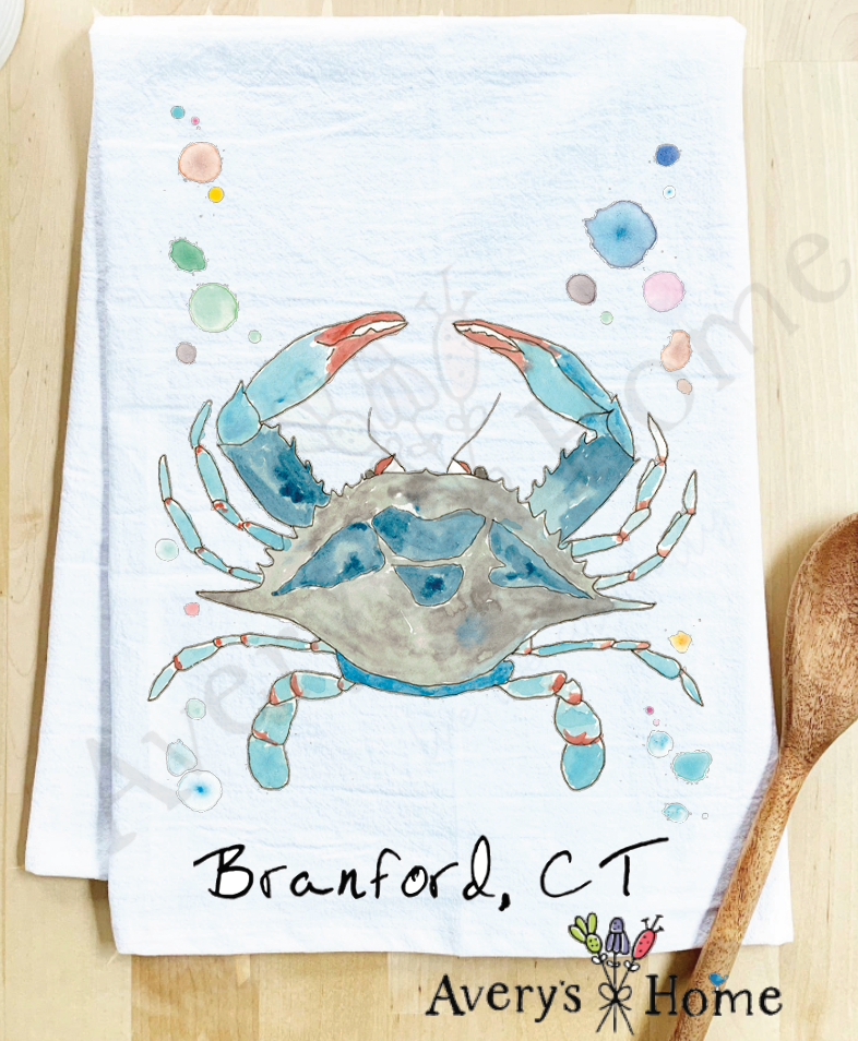 Avery's Home - Wholesale Tea Towel - Blue Crab Ocean Customizable Coastal Tea Towel5