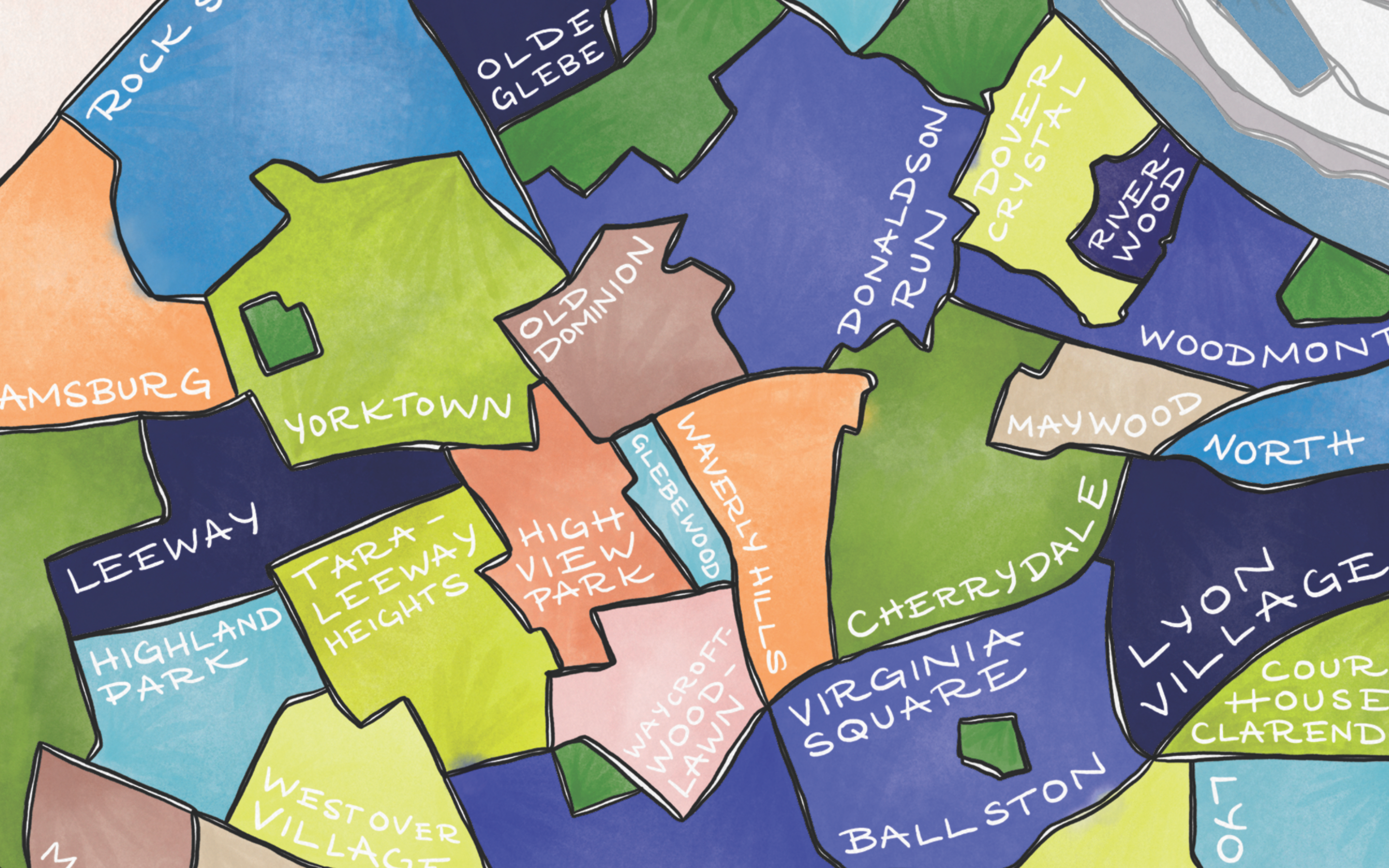 Terratorie Maps + Goods - Vendita all'ingrosso Biglietti di auguri generici - Biglietto d'auguri con mappa dei quartieri di Arlington1