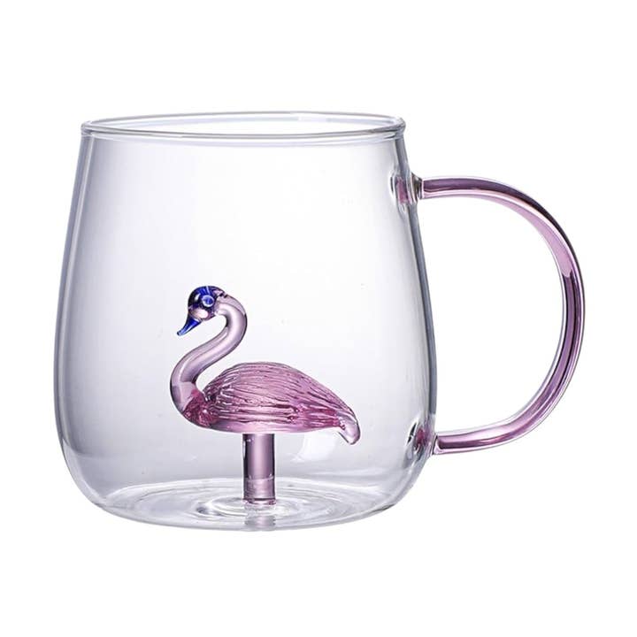 Tasse en verre transparent avec design de fleur de rose 3D 13,5 oz – Tasse à thé et café résistante à la chaleur pour la vente par IKIDO
