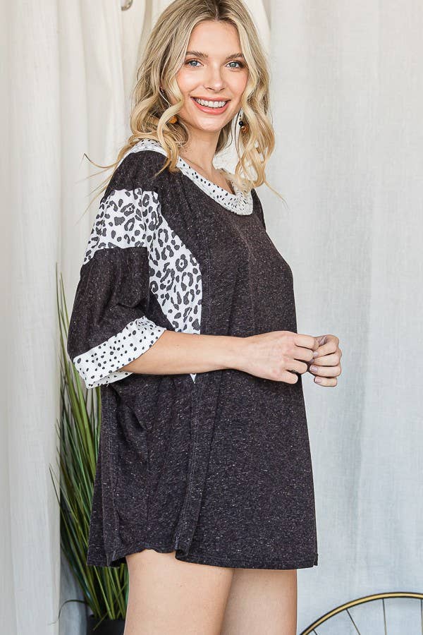 JADE BY JANE - Wholesale Tunic - Women's - ANIMAL PRINT TRIM BOAT NECK TUNIC1