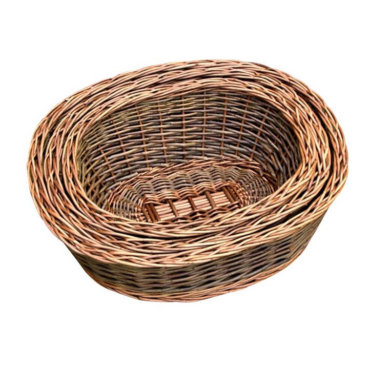 Conjunto de 3 Tabuleiros Oval de Salgueiro Verde de Dois Tonzes por atacado de Red Hamper