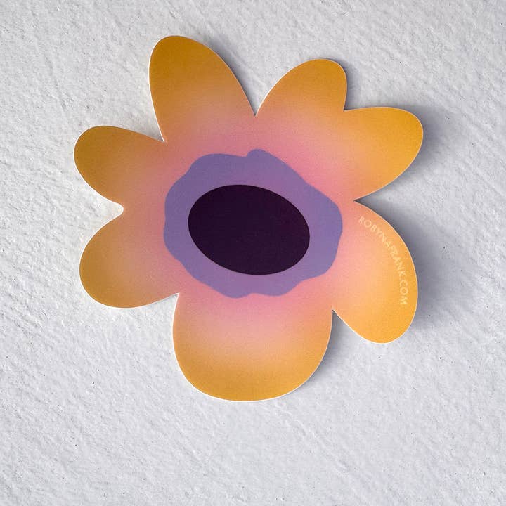 Robyn A. Frank Artworks - Wholesale Sticker - Yellow flower - Die cut matte vinyl sticker1