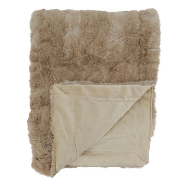 Fennco Styles - Wholesale Throw Blanket - Natural Faux Mink Fur 50"X60" Throw Blanket2