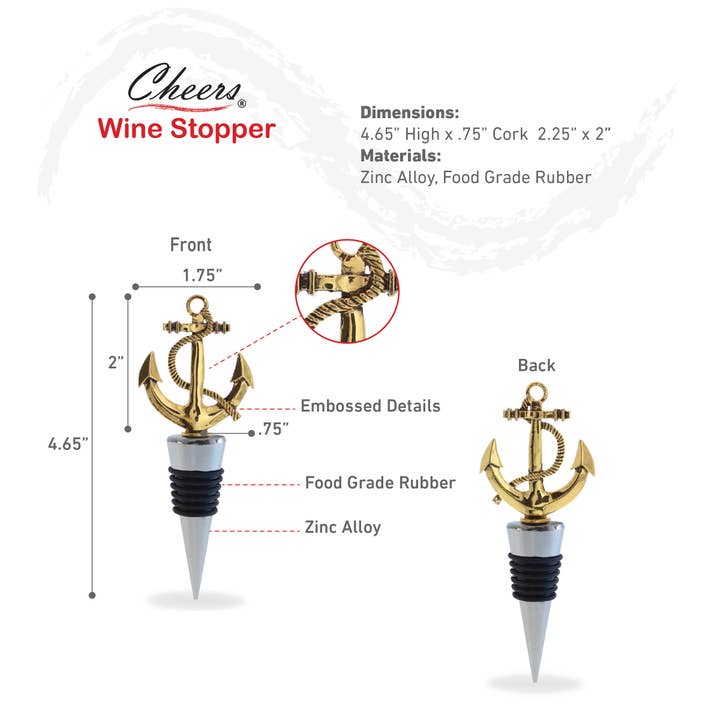 Cota Global - Wholesale Wine Stopper - Wine Stopper - Gold Metal Anchor1