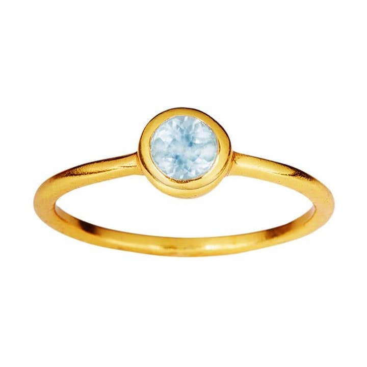 Gold Plated Ring with Blue Topaz for wholesale by Juulry